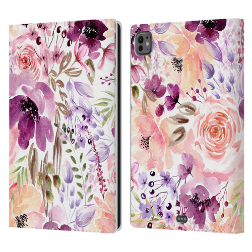 Anis Illustration Flower Pattern 3 Floral Chaos Leather Book Wallet Case Cover For Apple iPad Pro 11 M4 2024