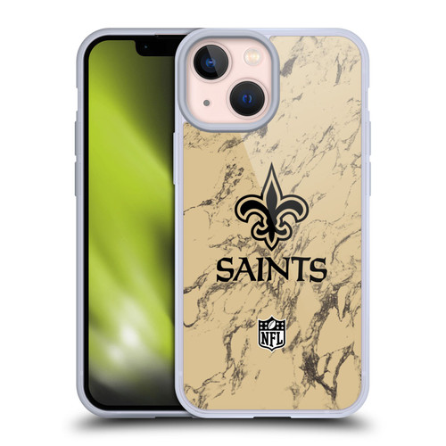 NFL New Orleans Saints Graphics Coloured Marble Soft Gel Case for Apple iPhone 13 Mini