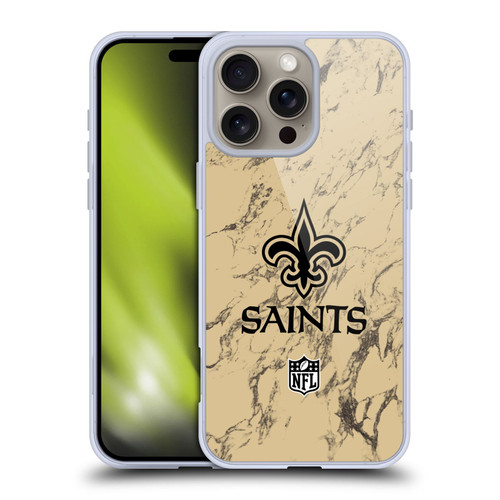 NFL New Orleans Saints Graphics Coloured Marble Soft Gel Case for Apple iPhone 16 Pro Max