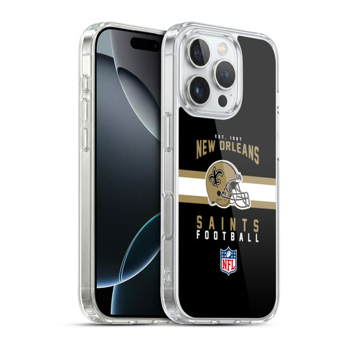 NFL New Orleans Saints Graphics Helmet Typography Soft Gel Case for Apple iPhone 16 Pro & MagSafe