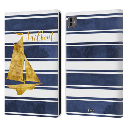 Paul Brent Nautical Sailboat Leather Book Wallet Case Cover For Apple iPad Pro 11 M4 2024