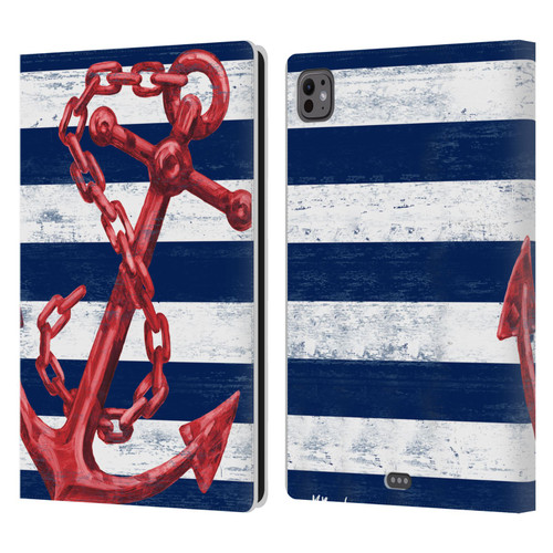 Paul Brent Nautical Westerly Anchor Red Leather Book Wallet Case Cover For Apple iPad Pro 11 M4 2024