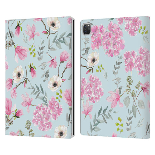 Anis Illustration Graphics Romantic Pattern Light Blue Leather Book Wallet Case Cover For Apple iPad Pro 13 M4 2024