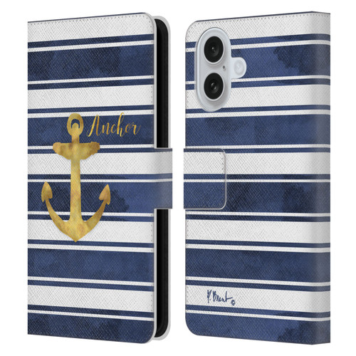 Paul Brent Nautical Anchor Leather Book Wallet Case Cover For Apple iPhone 16