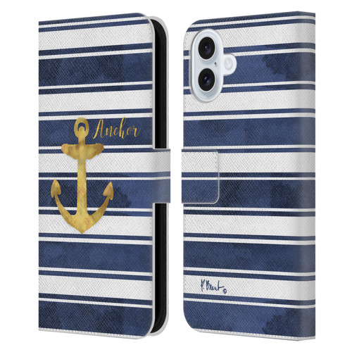 Paul Brent Nautical Anchor Leather Book Wallet Case Cover For Apple iPhone 16 Plus