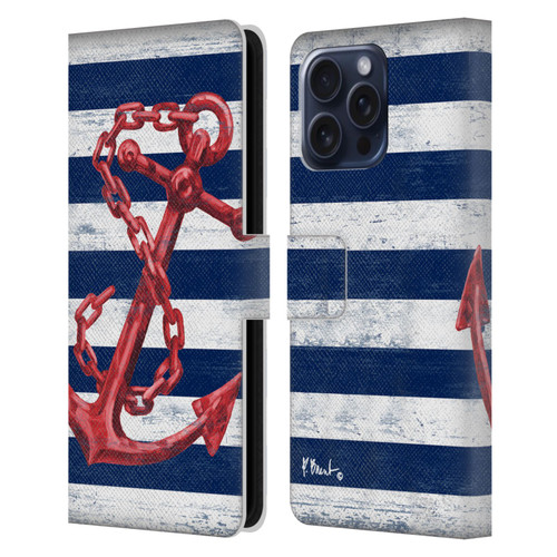 Paul Brent Nautical Westerly Anchor Red Leather Book Wallet Case Cover For Apple iPhone 16 Pro Max
