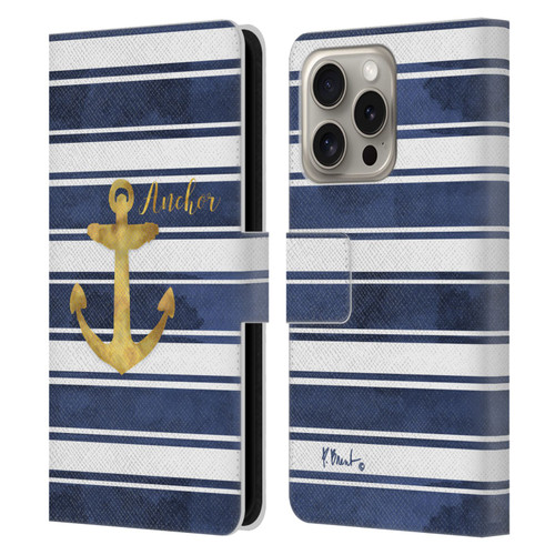 Paul Brent Nautical Anchor Leather Book Wallet Case Cover For Apple iPhone 16 Pro