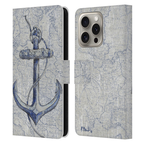 Paul Brent Nautical Vintage Anchor Leather Book Wallet Case Cover For Apple iPhone 16 Pro