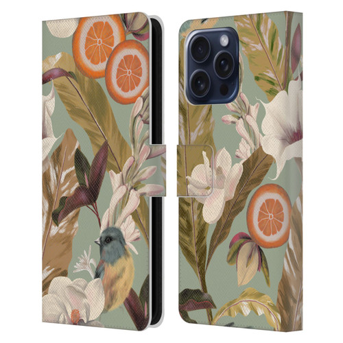 Anis Illustration Graphics New Tropical Pink Leather Book Wallet Case Cover For Apple iPhone 16 Pro Max