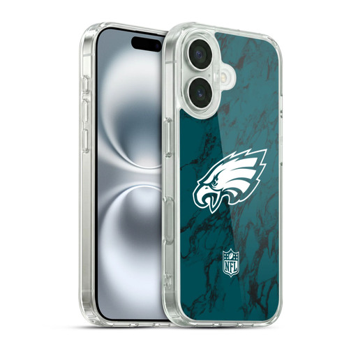 NFL Philadelphia Eagles Graphics Coloured Marble Soft Gel Case for Apple iPhone 16 & MagSafe