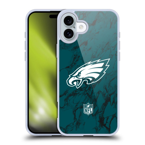 NFL Philadelphia Eagles Graphics Coloured Marble Soft Gel Case for Apple iPhone 16 Plus