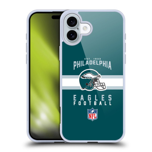NFL Philadelphia Eagles Graphics Helmet Typography Soft Gel Case for Apple iPhone 16 Plus