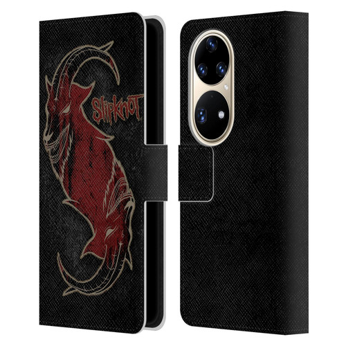 Slipknot Key Art Red Goat Leather Book Wallet Case Cover For Huawei P50 Pro