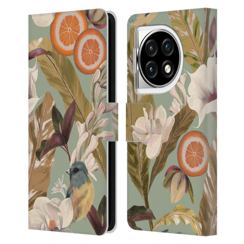Anis Illustration Graphics New Tropical Pink Leather Book Wallet Case Cover For OPPO OnePlus Ace 3 5G