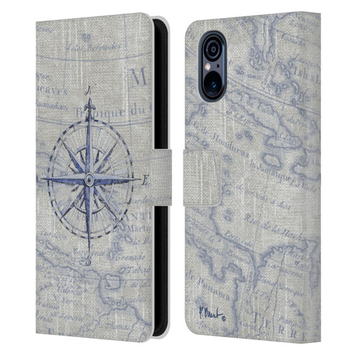 Paul Brent Nautical Vintage Compass Leather Book Wallet Case Cover For Sony Xperia 5 V 5G