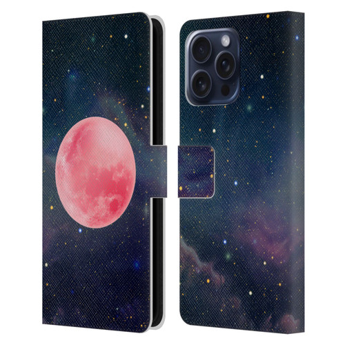 Cosmo18 Space Pink Moon Leather Book Wallet Case Cover For Apple iPhone 16 Pro Max