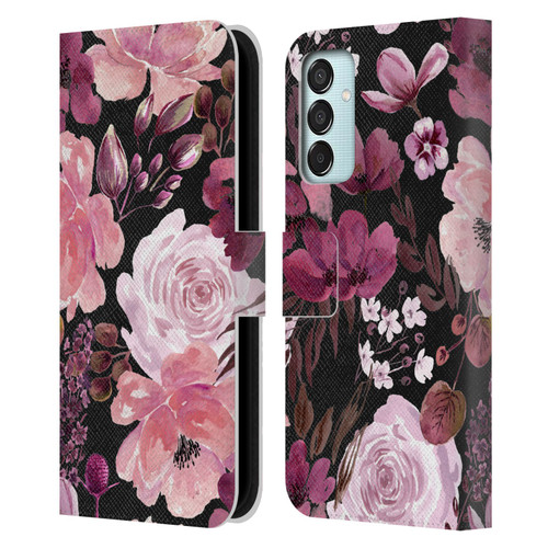 Anis Illustration Graphics Floral Chaos Dark Pink Leather Book Wallet Case Cover For Samsung Galaxy M15/F15 5G