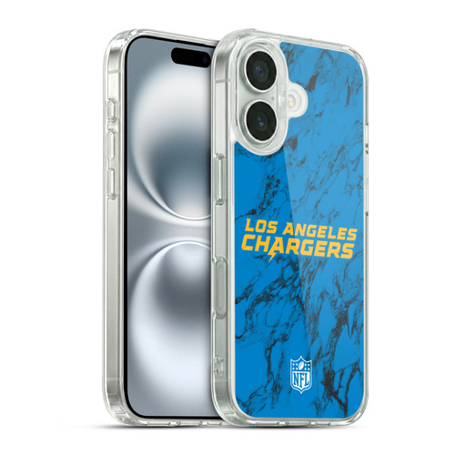NFL Los Angeles Chargers Graphics Coloured Marble Soft Gel Case for Apple iPhone 16 & MagSafe