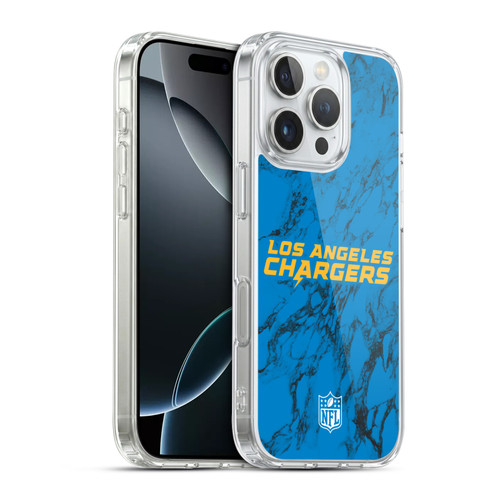 NFL Los Angeles Chargers Graphics Coloured Marble Soft Gel Case for Apple iPhone 16 Pro & MagSafe