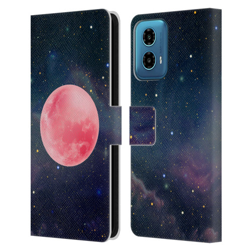 Cosmo18 Space Pink Moon Leather Book Wallet Case Cover For Motorola Moto G34 5G