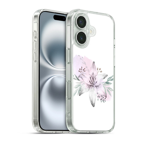 Anis Illustration Floral Pattern Lilium Flower Soft Gel Case for Apple iPhone 16 & MagSafe