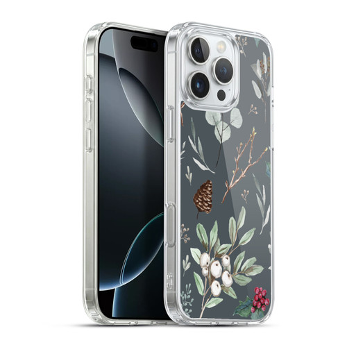 Anis Illustration Floral Pattern Christmas Eucalyptus Blue Soft Gel Case for Apple iPhone 16 Pro Max & MagSafe