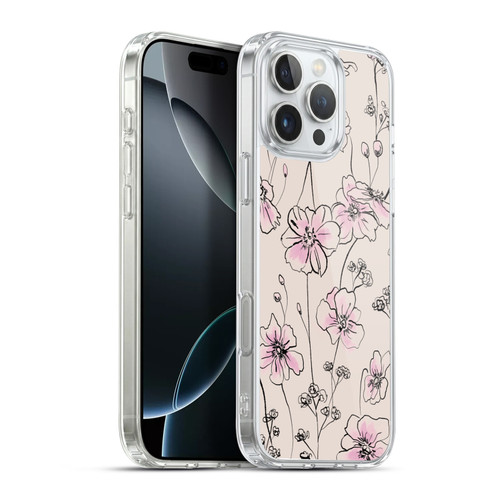 Anis Illustration Floral Pattern Wild Roses Beige Pink Soft Gel Case for Apple iPhone 16 Pro Max & MagSafe