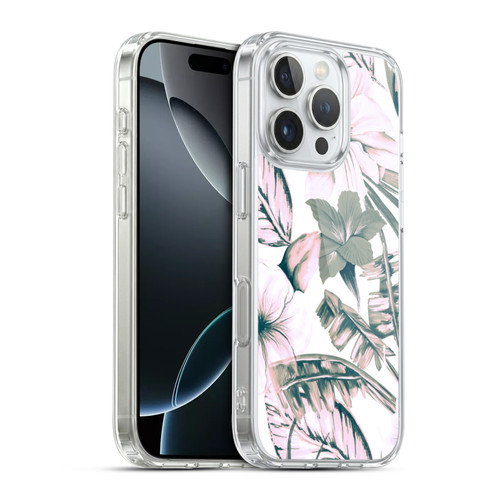 Anis Illustration Floral Pattern Pink Tropicals Soft Gel Case for Apple iPhone 16 Pro & MagSafe