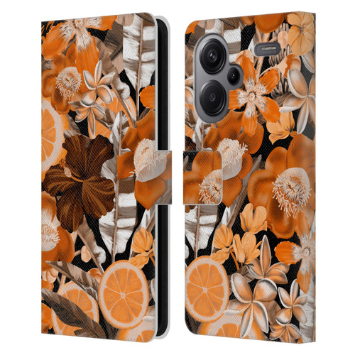 Anis Illustration Graphics Flower & Fruit Orange Leather Book Wallet Case Cover For Xiaomi Redmi Note 13 Pro Plus 5G