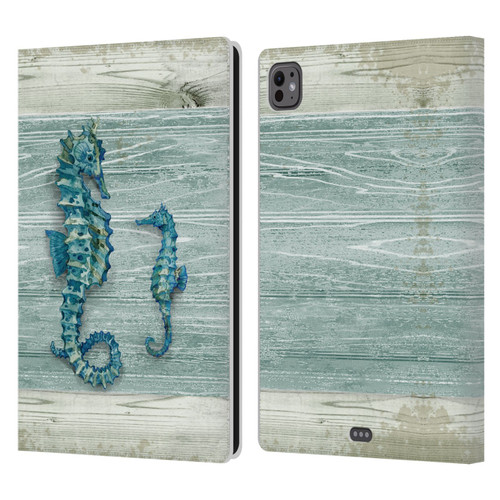Paul Brent Sea Creatures Seahorse Leather Book Wallet Case Cover For Apple iPad Pro 11 M4 2024