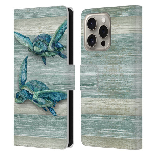 Paul Brent Sea Creatures Turtle Leather Book Wallet Case Cover For Apple iPhone 16 Pro