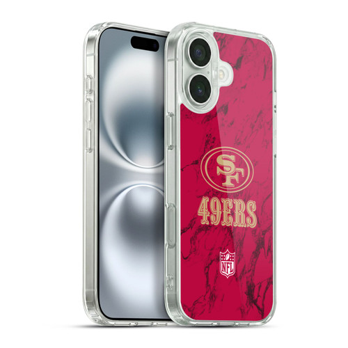 NFL San Francisco 49ers Graphics Coloured Marble Soft Gel Case for Apple iPhone 16 Plus