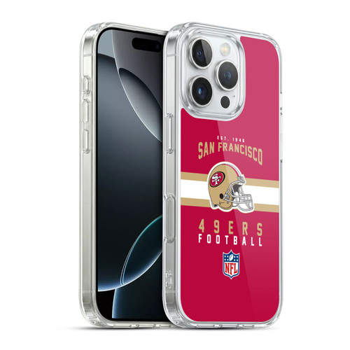 NFL San Francisco 49ers Graphics Helmet Typography Soft Gel Case for Apple iPhone 16 Pro