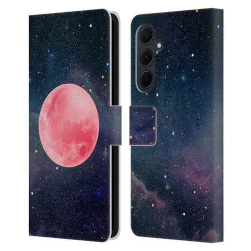 Cosmo18 Space Pink Moon Leather Book Wallet Case Cover For Samsung Galaxy A35 5G