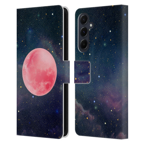 Cosmo18 Space Pink Moon Leather Book Wallet Case Cover For Samsung Galaxy A55 5G