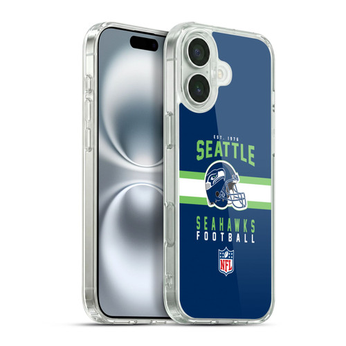 NFL Seattle Seahawks Graphics Helmet Typography Soft Gel Case for Apple iPhone 16 Plus