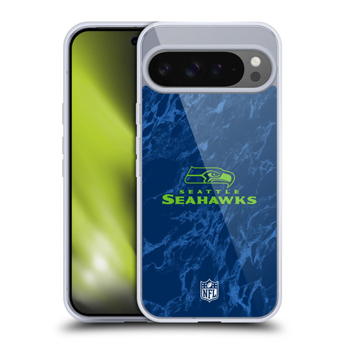 NFL Seattle Seahawks Graphics Coloured Marble Soft Gel Case for Google Pixel 9 Pro XL