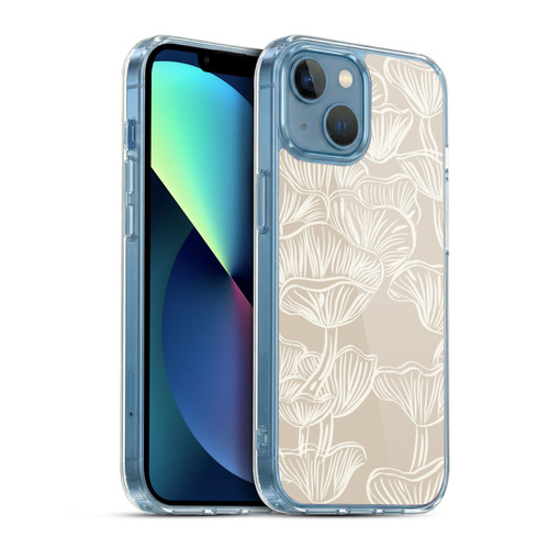 Anis Illustration Mix Pattern Mushrooms Neutrals Soft Gel Case for Apple iPhone 13 Mini & MagSafe
