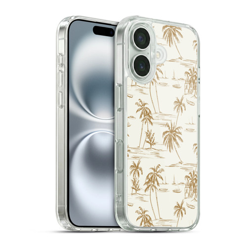 Anis Illustration Mix Pattern Beach Beige Gold Soft Gel Case for Apple iPhone 16 & MagSafe