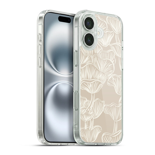 Anis Illustration Mix Pattern Mushrooms Neutrals Soft Gel Case for Apple iPhone 16 Plus & MagSafe