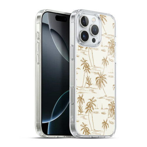 Anis Illustration Mix Pattern Beach Beige Gold Soft Gel Case for Apple iPhone 16 Pro Max & MagSafe