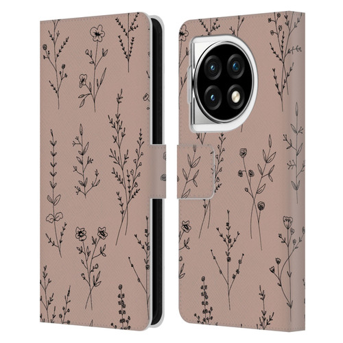 Anis Illustration Wildflowers Blush Pink Leather Book Wallet Case Cover For OPPO OnePlus Ace 3 5G