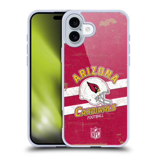 NFL Arizona Cardinals Logo Art Helmet Distressed Soft Gel Case for Apple iPhone 16 Plus