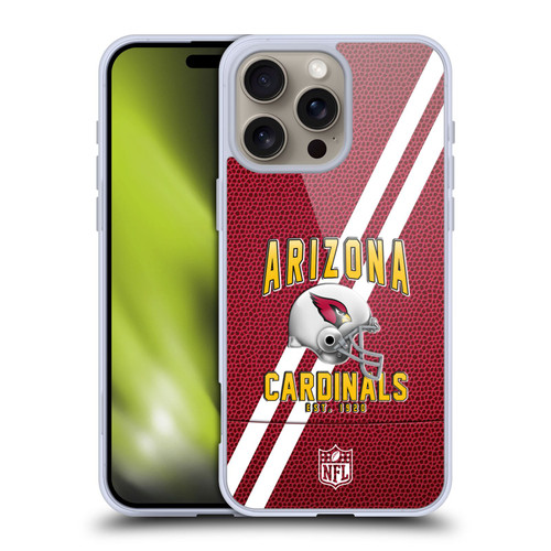 NFL Arizona Cardinals Logo Art Football Stripes Soft Gel Case for Apple iPhone 16 Pro Max