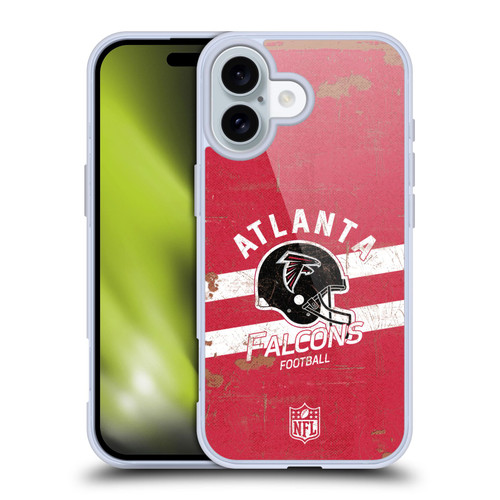 NFL Atlanta Falcons Logo Art Helmet Distressed Soft Gel Case for Apple iPhone 16