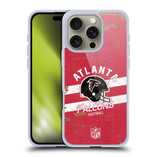 NFL Atlanta Falcons Logo Art Helmet Distressed Soft Gel Case for Apple iPhone 16 Pro