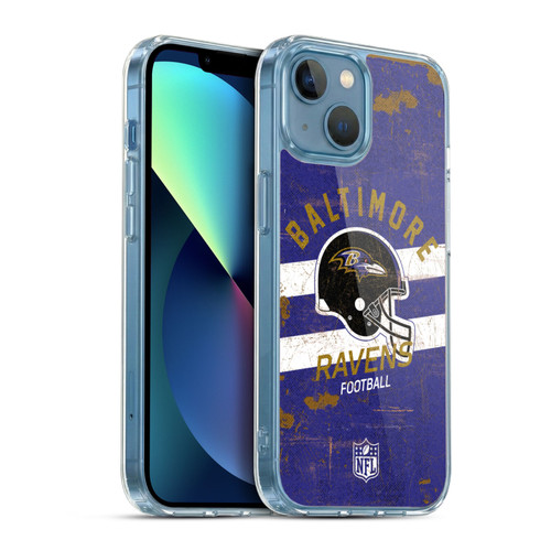 NFL Baltimore Ravens Logo Art Helmet Distressed Soft Gel Case for Apple iPhone 13 Mini & MagSafe