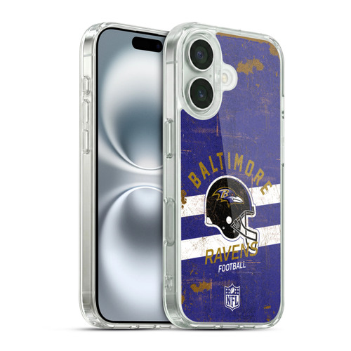 NFL Baltimore Ravens Logo Art Helmet Distressed Soft Gel Case for Apple iPhone 16 & MagSafe