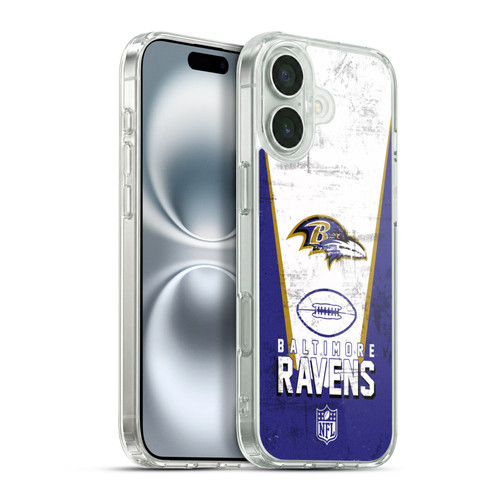 NFL Baltimore Ravens Logo Art Banner Soft Gel Case for Apple iPhone 16 Plus & MagSafe
