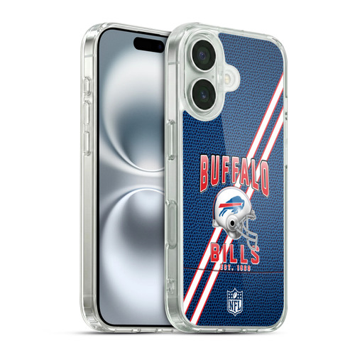 NFL Buffalo Bills Logo Art Football Stripes Soft Gel Case for Apple iPhone 16 & MagSafe